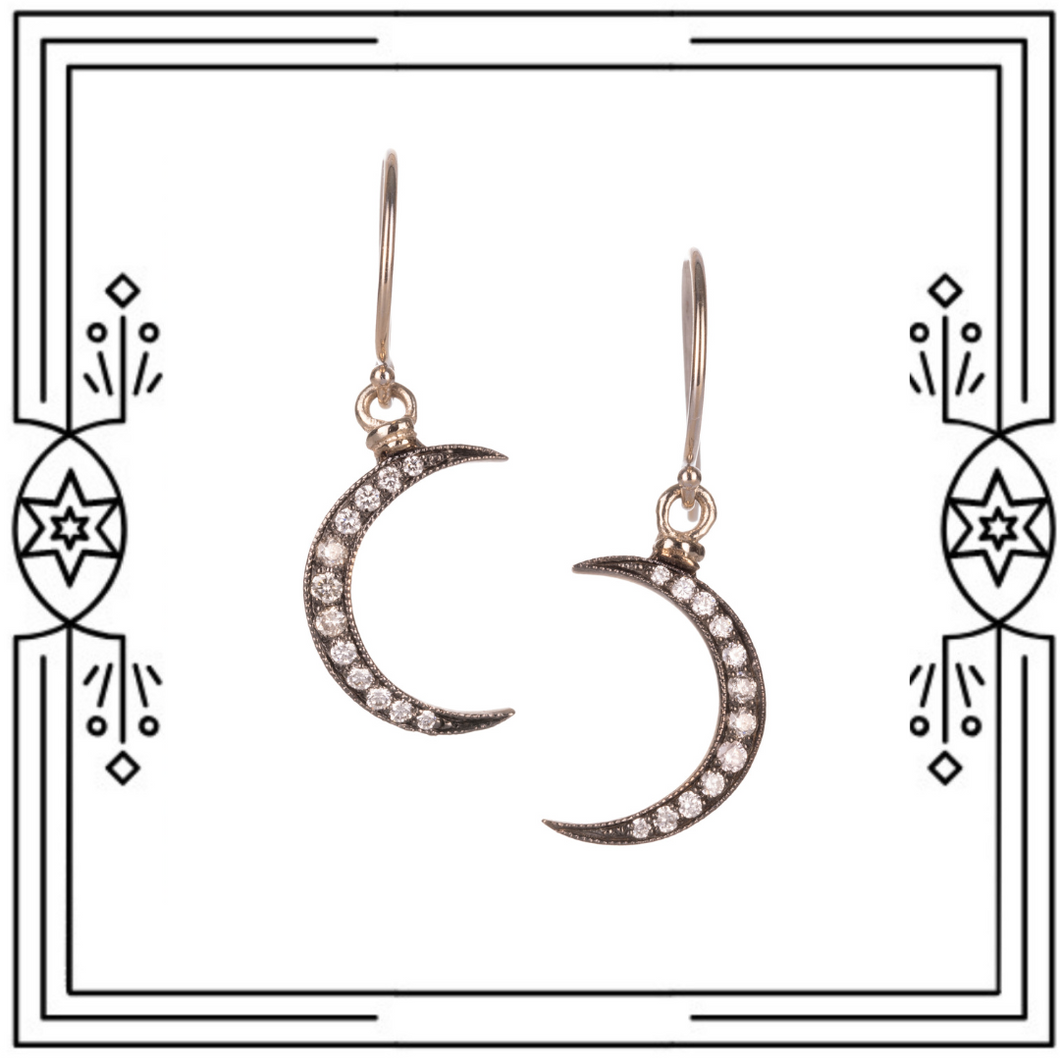 Bronze Big Crescent Moon Long Earrings Mystic Gothic Creative Statement  Jewelry Wiccan Punk Witchy Goddess Women
